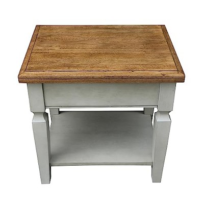 Vista Distressed Hickory and Stone Wood End Table with Storage