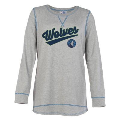 Nba Indiana Pacers Women's Gray Long Sleeve Team Slugger Crew Neck