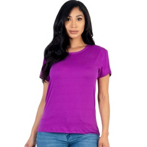 Slickblue Women's Basic Short Sleeve T-Shirt, Stretch Jersey Knit, Casual Everyday Fit, 10 Color Options, Size S-L - 1 of 4