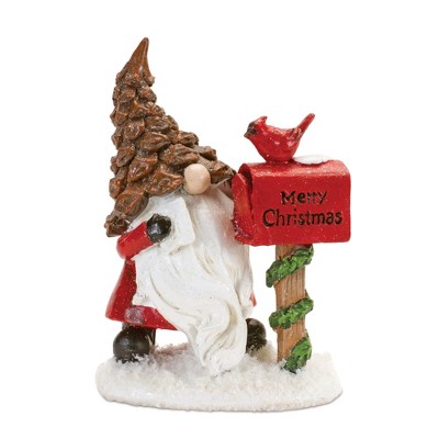 Festive Red and White Resin Santa Gnome Figurines Set