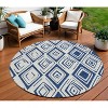 Navy Blue And Ivory Geometric Washable Indoor Outdoor Area Rug - 2 of 4