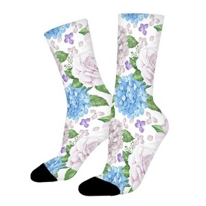 Hydrangea Flowers Women Printed Crew Socks Funny Funky Socks Soft Polyester Novelty Gifts for Artists Men - 1 of 1