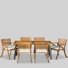 Della-Hermosa 7pc Acacia Wood Dining Set - Teak - Christopher Knight Home: Weather-Resistant with Polyester Cushions - 2 of 4