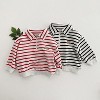 MyKids-USA Baby Cute Bear Embroidered & Striped Pattern Polo Neck Cotton Hoodies - 2 of 4