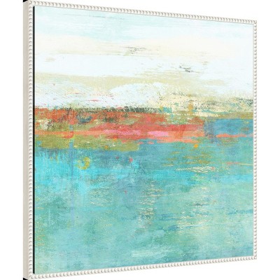 Sylvie Beaded White Framed Abstract Coastal Canvas Art