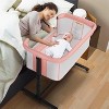 Kinder King Baby Bassinet 2 in 1 Bedside Sleeper,Folding Portable w/Storage Basket All-Sided Mesh 6 Adjustable Height Comfy Mattress - 2 of 4