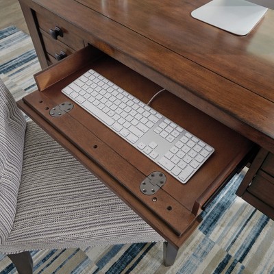 Tahoe Aged Maple Executive Desk with Keyboard Tray and Drawers