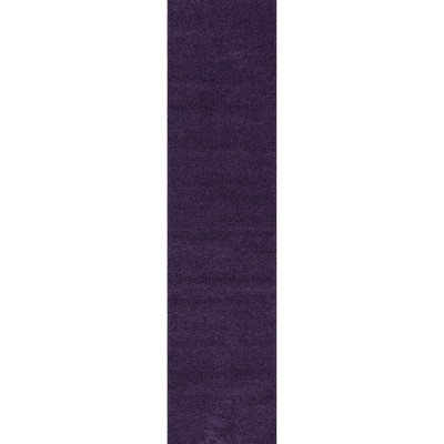 Haze Purple Solid Low-Pile Synthetic Runner Rug