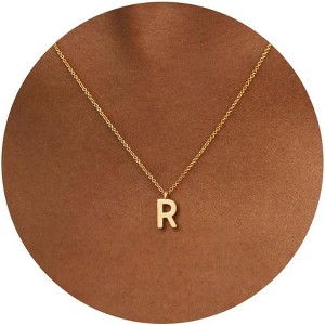 Initial Necklace for Women, 14K Gold Plated Dainty Personalized Letter Pendant - 1 of 4