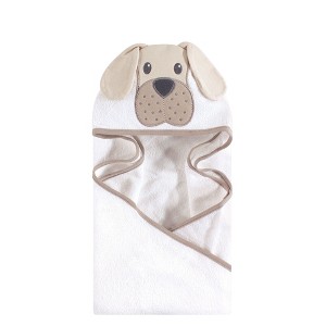 Hudson Baby Infant Cotton Animal Face Hooded Towel, Tan Puppy, One Size - 1 of 1