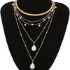HTUTWOO Boho 5 Tier Gold Punk Chain Layered Necklace Dainty Pearls Pearls Pendant Long Choker Necklaces for Women - 3 of 4