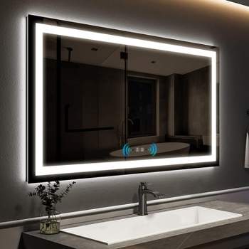 HOMLUX 36 in. W x 30 in. H Rectangular Frameless LED Mirror with Motion Sensing Anti-Fog Wall Mounted Bathroom Vanity Mirror