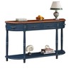 CAVINAS 52 inch Half-Moon Console Table with 2 Drawers and Open Shelf ,Modern Entryway Table for Living Room,Hallway - 4 of 4