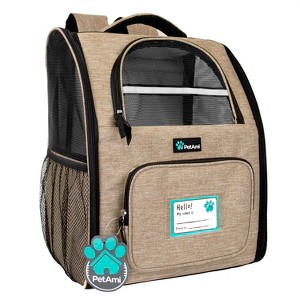 PetAmi Premium Dog Backpack Carrier Small Large Cat Puppies, Ventilated Pet Hiking Travel Bag, Airline Approved Safety Camping Biking - 1 of 4