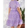 YESFASHION Women Plus Size Summer Dress V Neck Wrap High Waist Short Sleeve Ruffle Casual Midi Flowy A-line Boho Dresses - 2 of 4