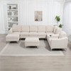 Aortzio 129.14"W L-Shaped Sectional Sofa,Indoor Furniture Convertible Modular Corduroy Sectional Sofa Set with 2 Ottomans for Living Room - 2 of 4