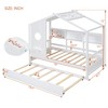 Twin/Full Size Wood House Platform Bed with Trundle and Storage Shelf for Kids, 4Q -ModernLuxe - 3 of 4
