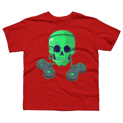 Boy's Design By Humans Halloween Skeleton Skull Crossbones Video Gamer By TaiHan T-Shirt