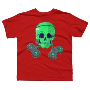 Boy's Design By Humans Halloween Skeleton Skull Crossbones Video Gamer By TaiHan T-Shirt - 1 of 3