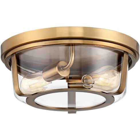 Possini Euro Design Carlyn Modern Art Deco Ceiling Light Semi Flush Mount  Fixture 14 Wide Warm Brass Black Orb Organza Drum Shade For Bedroom  Kitchen : Target