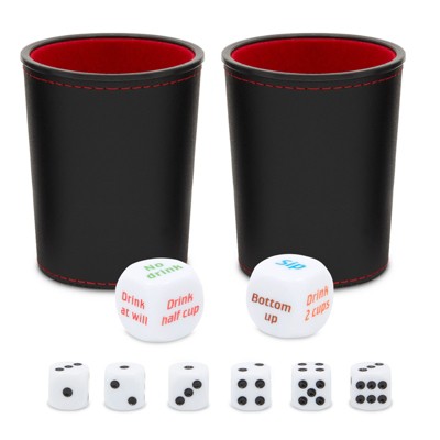 Zodaca 16 Piece Leather Dice Drinking Game Set for Adults