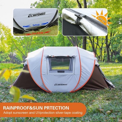 4-6 Persons White + Brown Pop-Up Boat Tent, our tent will bring you a pleasant camping experience.