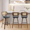 Bekrvio 26"/29" Mid-Century Modern Swivel Bar Stools Set of 1/2/3/4- Faux Leather Upholstered with Back and Bent Wood Legs,Ideal for Kitchen Island - 2 of 4