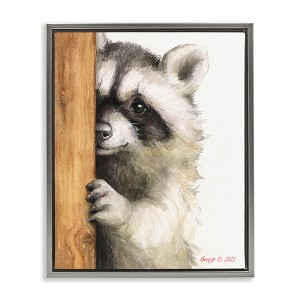 Stupell Industries Peering Raccoon Watercolor, 25" x 31" - 1 of 4