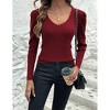 Zeagoo Fall Sweaters for Women 2024 Casual Long Sleeve Shirts V Neck Pullover Puff Slim Fit Tops - 2 of 4