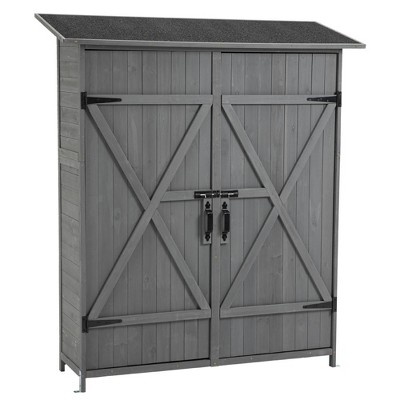 Outdoor Storage Shed with Lockable Door, Wooden Tool Storage Shed