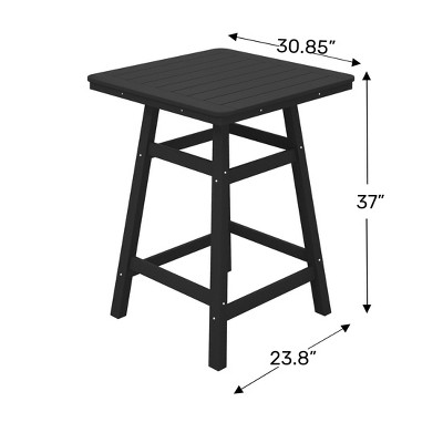 Black HDPE Outdoor Counter Height Bistro Table with Umbrella Hole