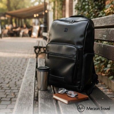 Merzon Travel Merzon Milan Faux Leather Travel Backpack Stylish Laptop Backpack for Daily Carry & Travel Black — фото 5