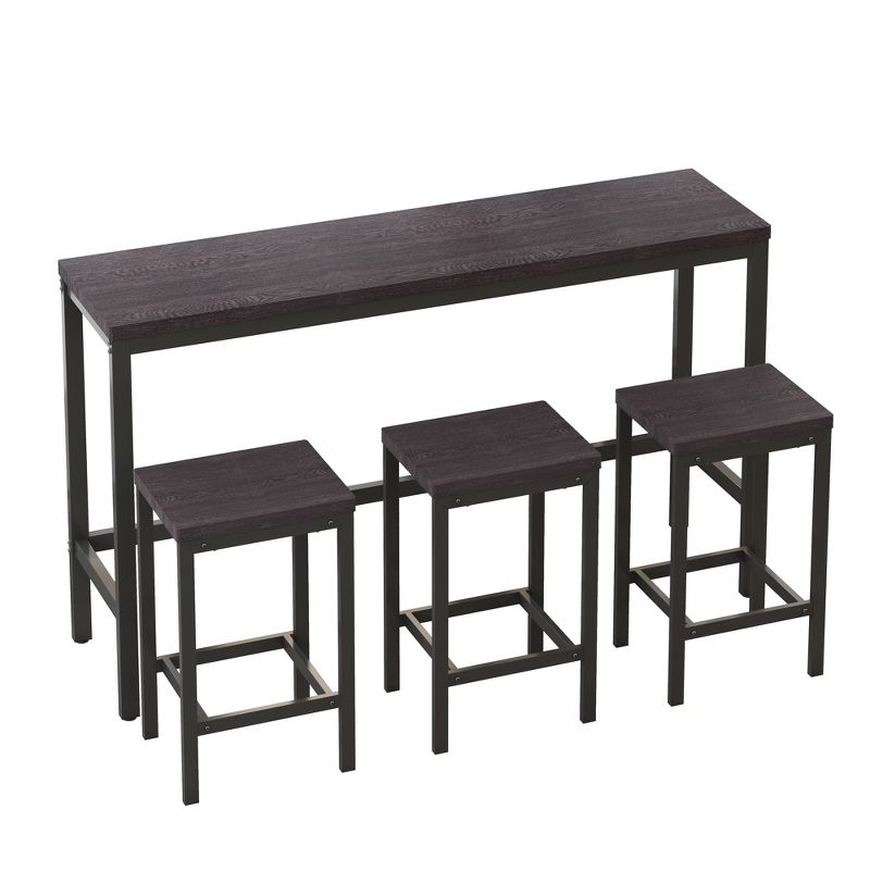 Modern Design Kitchen Long Dining Table Set With 3 Stools - ModernLuxe, 4 of 10