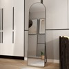 SEVOBAL Bathroom Vanity Mirrors Full Length Arched Metal Frame Mirror Minimalist Appeal Stable Base for Rooms, Black, 59.8"*16.5"*1.79" - 2 of 4