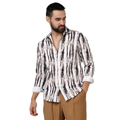Campus Sutra Men Men's Beige & Black Ombre Strokes Shirt