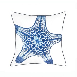 RightSide Designs Blue Starfish Embroidered Indoor/Outdoor Throw Pillow - 1 of 4