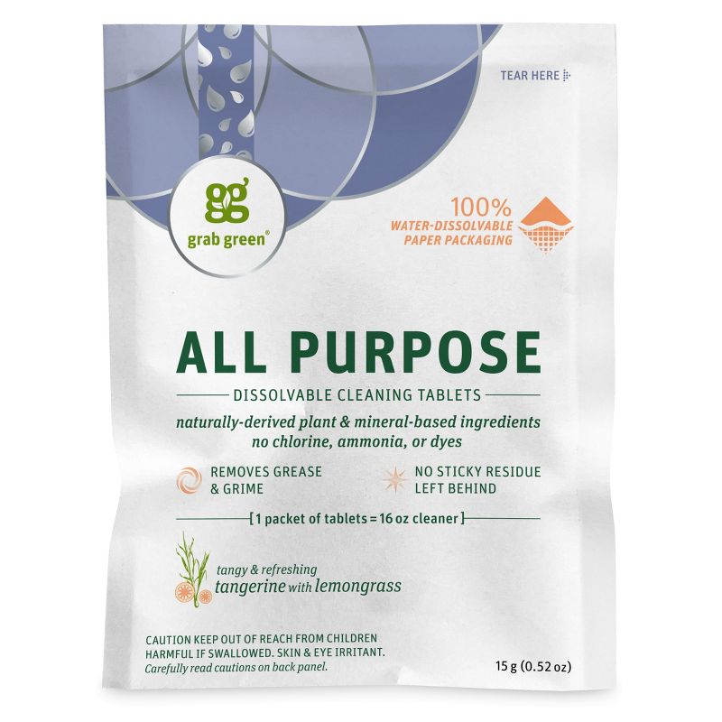 Grab Green Mindful All Purpose Cleaner Dissolvable Tablets, Tangerine with Lemongrass Scent, 1 of 5