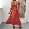 Coolmee Womens Summer Sleeveless Spaghetti Strap Maxi Dress V- Neck Smocked Waist Casual A-Line Swing Pleated Long Sundress - 3 of 4