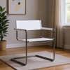 HomeRoots 23" Silver And White Leather and Stainless Steel Arm Chair - 2 of 4