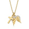 Ross-Simons 14kt Yellow Gold Cross and Angel Wings Pendant Necklace With Diamond Accents - 3 of 4