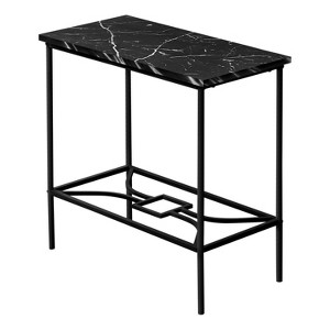 Monarch Specialties Accent Table Side End Narrow Small 2 Tier Living Room Bedroom Metal Laminate Black Marble Look Contemporary Modern - 1 of 4
