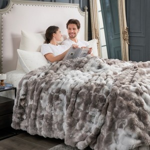 Cozy Bliss Bubble Faux Fur Throw Blankets, Plush Soft Thick Blanket for Sofa, Bedroom, Living Room - 1 of 4