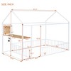 Full/Twin Size Platform Bed, Metal House-Shaped Toddler Bed Frame with Built-in Desk, Storage Shelves & USB Charging Station -ModernLuxe - 3 of 4