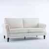 68'' Faux Leather 2-Seater Sofa with Nailhead Trim, Rolled Arms and Wooden Legs - 3 of 4