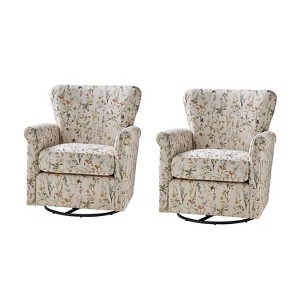 Julia Transitional Swivel Rocker Chair with Removable Backrest Set of 2|ARTFUL LIVING DESIGN-BLUE - 1 of 4