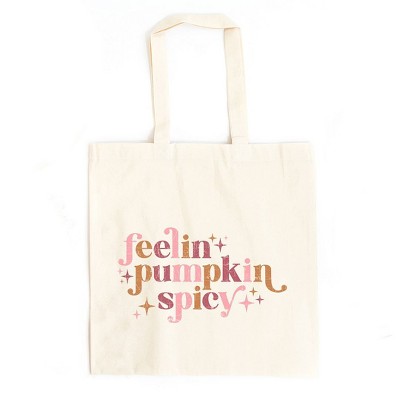 City Creek Prints Feelin Pumpkin Spicy Canvas Tote Bag - 15x16 - Natural
