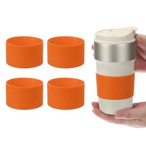 Unique Bargains Silicone Protective Heat Resistant Non Slip Coffee Cup Sleeve 4 Pcs - 1 of 4
