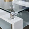 FONTOI End Table Clear Glass Top End Table Modern Metal Frame Square Accent Furniture for Living Room and Bedroom, White, 23.6"*23.6"*23.6" - 3 of 4