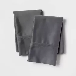 Standard 400 Thread Count Solid Performance Pillowcase Set Dark Gray - Threshold™