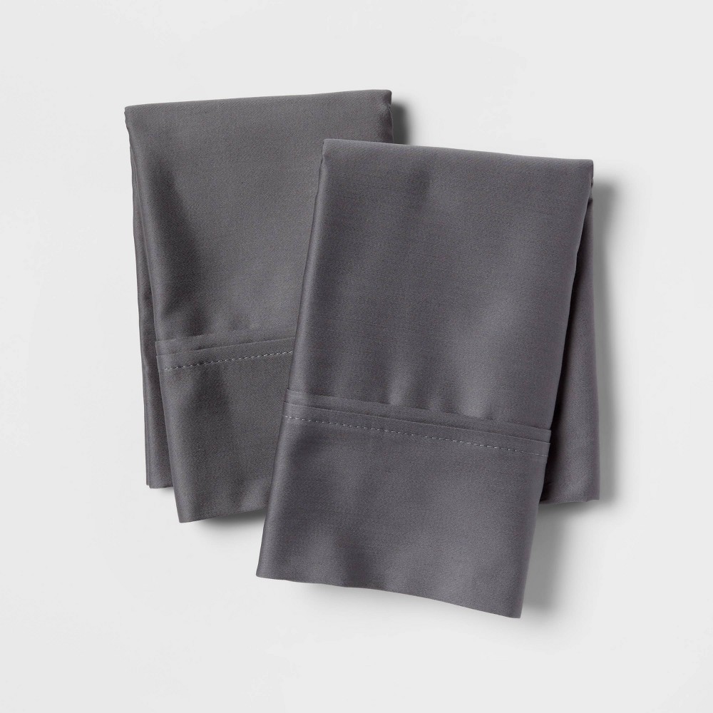 Photos - Pillowcase Standard Solid Performance 400 Thread Count  Set Dark Gray - Thr